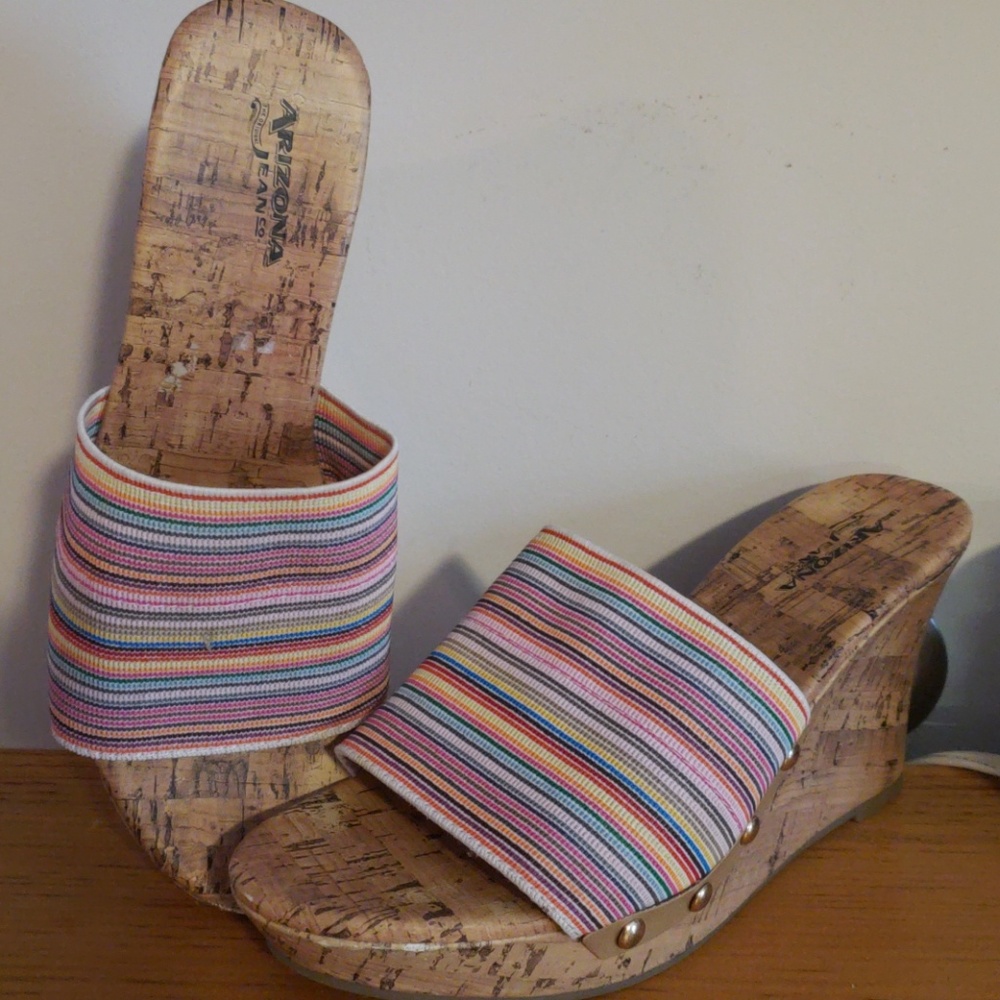 Multi color Colorful wedge sandals